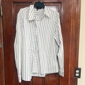 Express White and Black Striped Women's Shirt